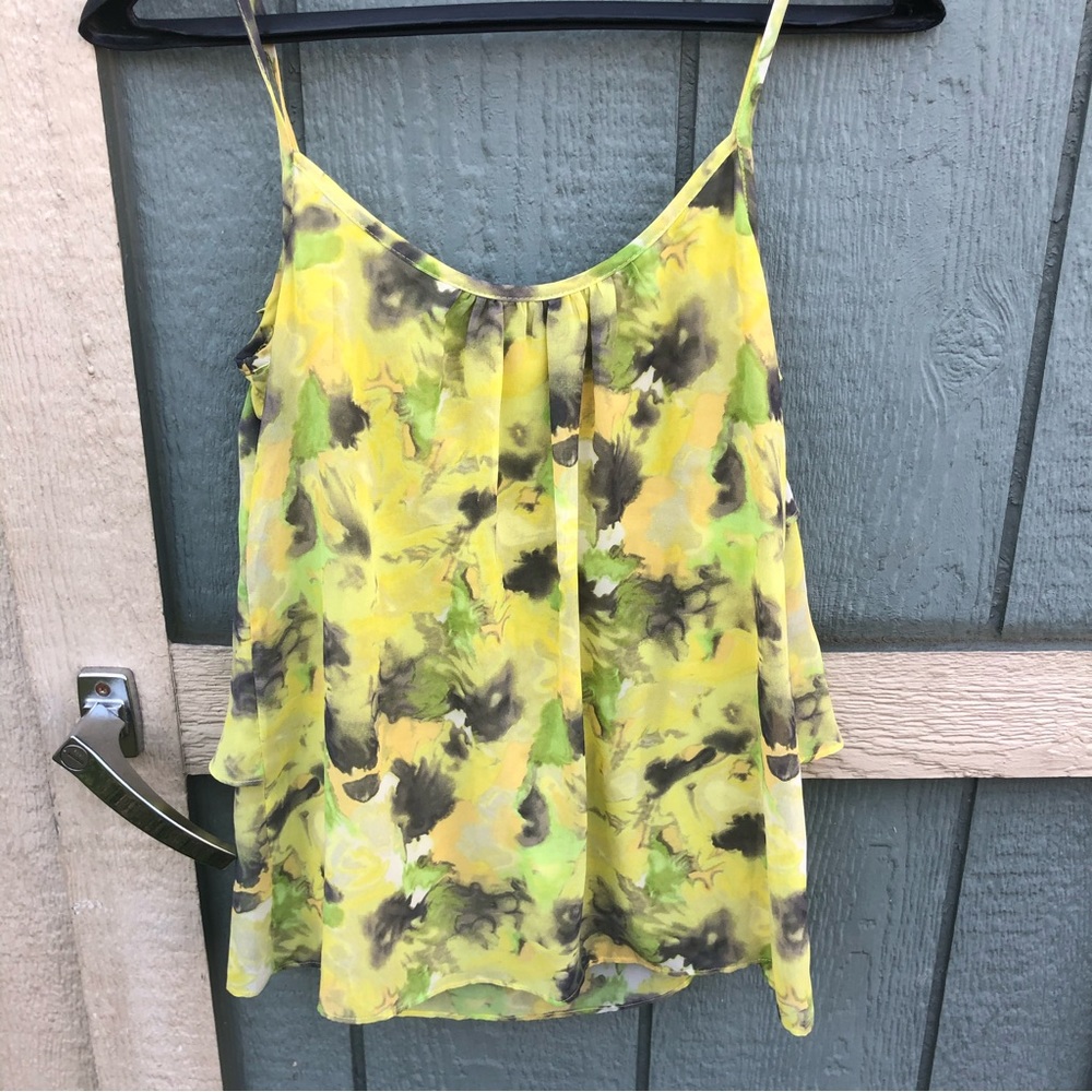 Lemon yellow floral design tank fully lined small